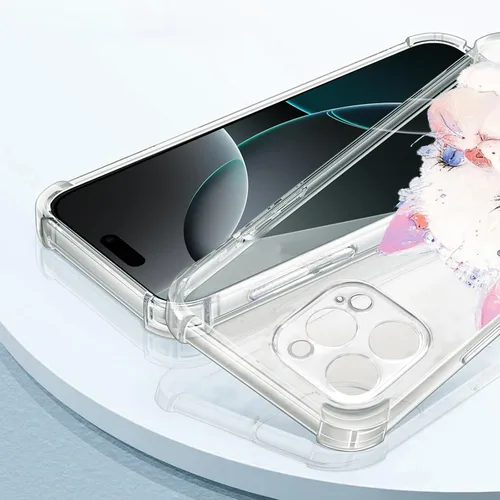 Vista 3 de Roemary Buffertech - Funda estética de gato para iPhone 13 con diseño de gatito, patrón estético rosa con protector de pantalla