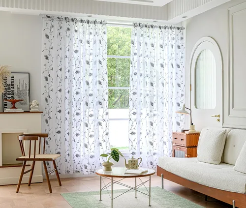 Vista 38 de MYSTIC-HOME Juego de cortinas de niveles transparentes blancas para cocina de 24 pulgadas de largo, tratamiento de cortinas para ventanas pequeñas