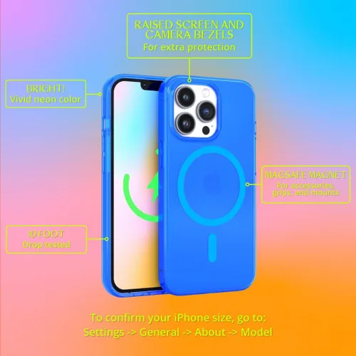 Vista 3 de FELONY - Funda para iPhone 15 Pro, funda transparente de color azul neón Azul claro neón