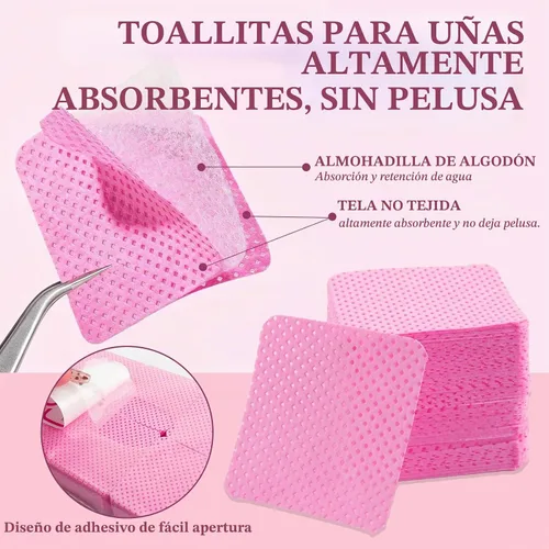 Vista 3 de 300 toallitas de uñas sin pelusa con clips de remojo de uñas, kit removedor de esmalte de uñas con clips acrílicos para quitar uñas, dispensador