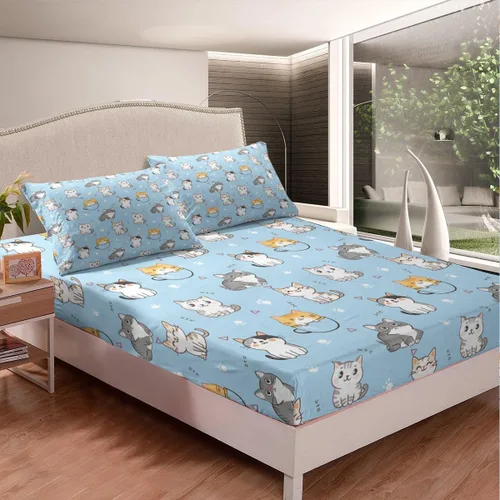 Vista 4 de Erosebridal Juego de sábanas Kawaii con diseño de animales lindos para niñas y niños, juego de sábanas de dibujos animados con diseño de pata