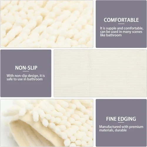 Vista 2 de NUOBESTY Tapete absorbente antideslizante para baño, tapete de ducha de poliéster absorbente de agua para bañera, cocina, suelo mojado, blanco