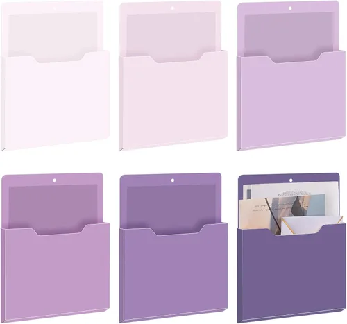 Vista 22 de Fuutreo Organizador magnético de archivos de pared, 6 unidades, soporte magnético para archivos de pared, frigorífico, revistas, papel para cartas