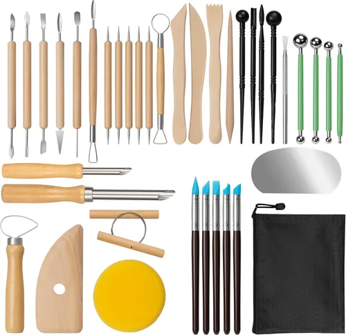 Vista 11 de Kit de herramientas de arcilla Amrules, 27 piezas de herramientas de cerámica, práctico kit de herramientas de escultura de arcilla polimérica, set