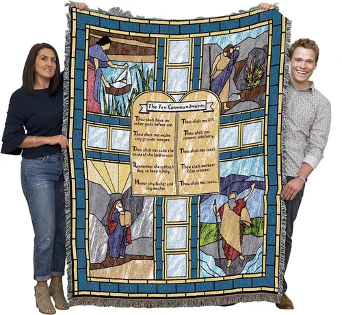 Vista 6 de Pure Country Weavers Great is Thy Faithfulness Blanket - Escrituras - Lamentaciones 3:23 - Tapiz cuadrado para regalo de regazo tejido de algodón