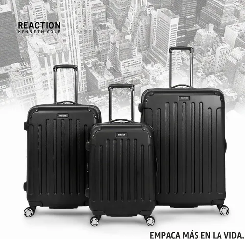 Vista 6 de Kenneth Cole REACTION - Maleta Renegade, ligera, rígida, expandible, de 8 ruedas giratorias, equipaje de viaje, Negro, Juego de 3 piezas