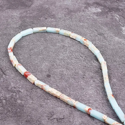Vista 13 de 28 cuentas sueltas de turquesa blanca natural de 0.157 x 0.512 in, piedra con energía curativa para la fabricación de joyas, 15.5 pulgadas por hebra