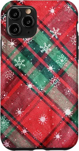 Vista 29 de Green Red Christmas Plaid Winter Snowflakes Case for iPhone 16