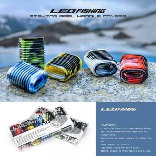Vista 6 de LEO 10 piezas de goma para carrete de pesca, funda antideslizante para perilla de cebo de cebo 5 pares en paquete de 5 colores (5 colores mezclados)