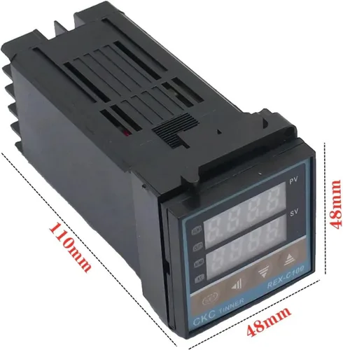 Vista 2 de 1 unidad REX-C100 controlador de temperatura digital de salida de relé de termostato + sensor de termopar tipo K 48 x 48