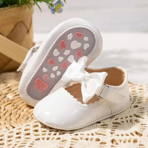 Vista 4 de CENCIRILY Zapatos planos Mary Jane para bebés y niñas, antideslizantes, suela suave, para antes de caminar, zapatos de vestir de boda