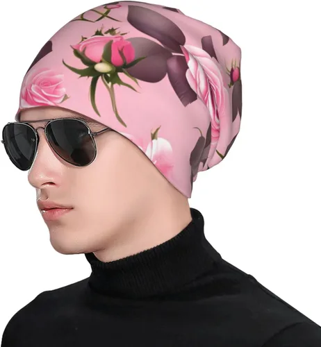 Vista 4 de Pretty Pink Roses Warm and Breathable Men's and Women's Universal Versatile Brimless Hat, for Daily Home and Outdoor Activities Clothing Accessories