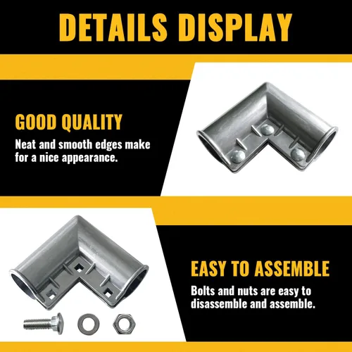 Vista 7 de VIVIDA Esquina de puerta de enlace de cadena de 1-3/8 pulgadas, codo de puerta de valla de aluminio de 90 grados, accesorios de valla de eslabones