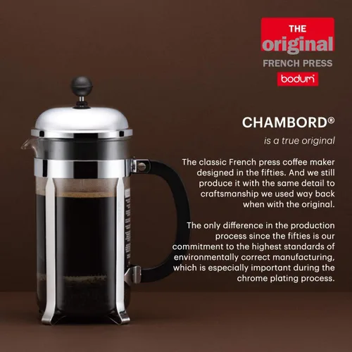 Vista 10 de Bodum Chambord - Cafetera de prensa francesa, Jarra de vidrio, Cromado