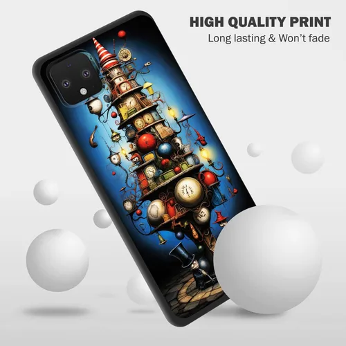 Vista 7 de Funda protectora para Pixel 4 XL, funda protectora de silicona antiarañazos de TPU premium para Google Pixel 4 XL, arte de torre de reloj