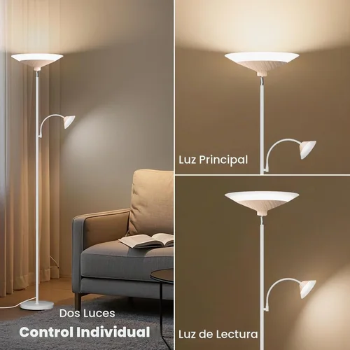 Vista 4 de SIBRILLE Torchiere - Lámpara de pie con pantalla de grano de madera, lámpara de pie LED regulable de 72 pulgadas con control remoto, lámpara