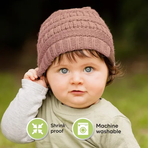 Vista 6 de Paquete de 3 gorros de bebé, sombreros para recién nacido, sombreros para bebé, sombreros para niña, gorro para recién nacido, gorro de invierno
