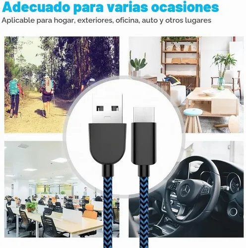 Vista 6 de Cable USB tipo C, 5 unidades (3/3/6/6/10 pies) de nailon trenzado USB C Cable de carga rápido compatible con Samsung Galaxy S9 S8 Note 9 Note 8