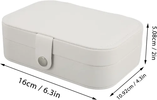 Vista 4 de Wnvivi Caja organizadora portátil de collares, caja de almacenamiento de joyería, caja de joyería de viaje, organizador de aretes para mujer, Cuero