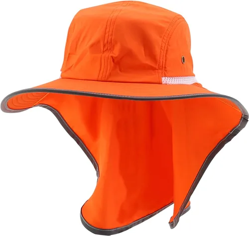 Vista 9 de Trendy Apparel Shop Sombrero Boonie sólido de alta visibilidad con solapa de malla reflectante