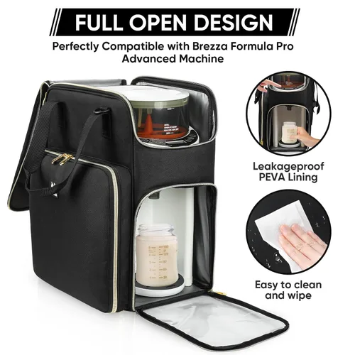 Vista 2 de Estuche de transporte compatible con Baby Brezza Formula Pro Advanced Formula Pro, bolsa de viaje con mezclador de fórmula aislada con correa