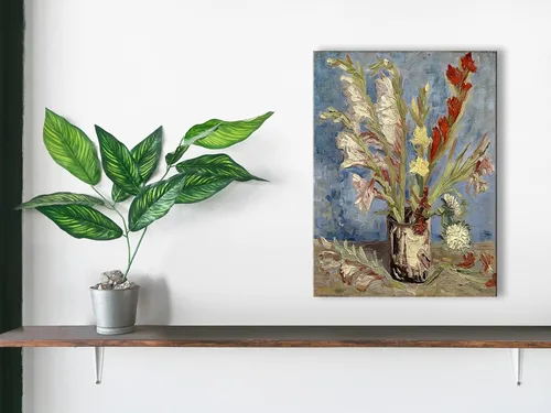 Vista 4 de Wieco Art Jarrón con gladiolos y asteres de China por Van Gogh Famosas pinturas al óleo Reproducción de pinturas al óleo modernas florales Giclée