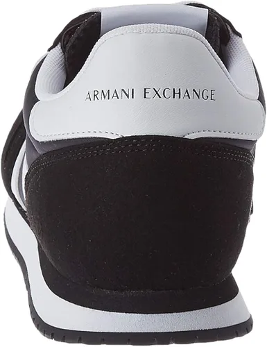 Vista 3 de AX ARMANI EXCHANGE Tenis con logo y cordones para hombre, Negro + Blanco