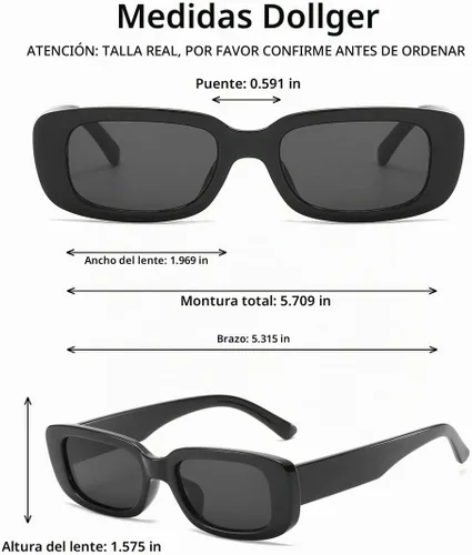 Vista 6 de Dollger - Lentes de sol rectangulares para mujer y hombre, gafas de moda retro, protección UV 400, armazón cuadrado A: negro y marrón leopardo