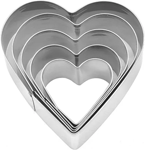 Vista 8 de Juego de 5 cortadores de galletas con forma de corazón para el día de San Valentín, moldes de acero inoxidable para aniversario, novia, compromiso