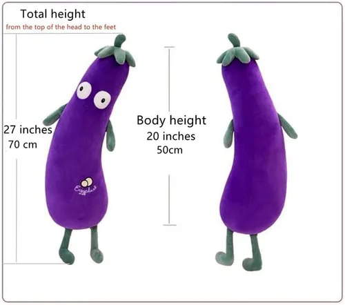 Vista 2 de JOSON Muñeca morada grande de simulación Mr. Eggplant Doll Sleeping Pillow Doll, cojín de peluche (19.8 pulgadas)
