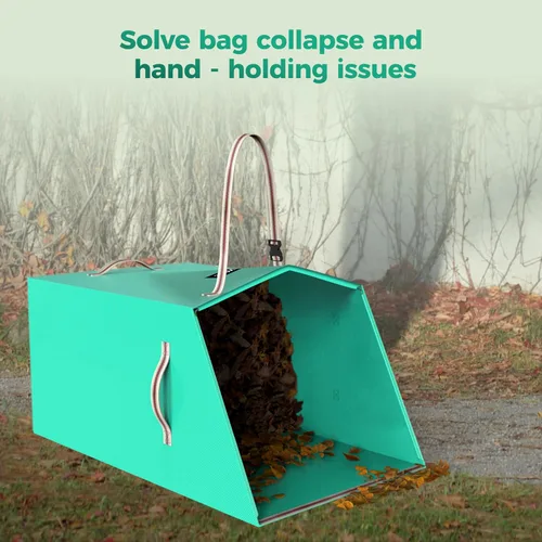Vista 5 de Leaf Collector & Reusable Yard Waste Bag, 40 Gallon Dustpan-Type Collapsible, Portable, Adjustable Handle, Garden Lawn Clean Up, Leaf Collector