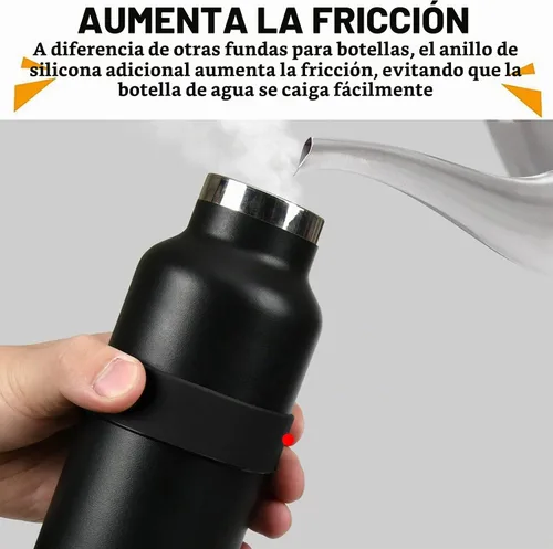 Vista 5 de 2 fundas de silicona para botella de agua, funda protectora de silicona, cubierta inferior antideslizante con anillo de silicona, sin BPA