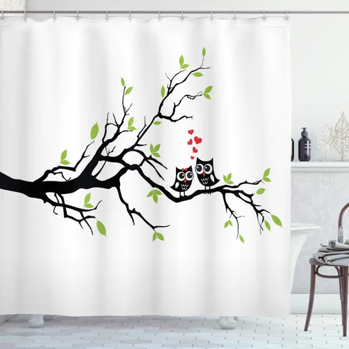 Vista 121 de Ambesonne Cortina de ducha de gaviotas, cielo nublado y gaviota voladora, imagen de meteorología de paisaje nublado, juego de decoración de baño