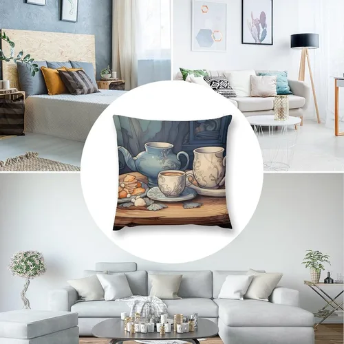 Vista 5 de Pillowcase Coffee Kitchen Cojines Decorativos para Sala Coffee Theme Decorative Pillowcase Square Cushion Cover for Bed Sofa Living Room 22 "x22