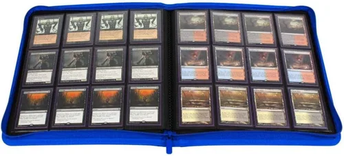 Vista 6 de BCW Z-Folio LX - Cartera con cremallera – Álbum de 12 bolsillos de cuero sintético azul premium – Cremallera segura – Capacidad de 480 tarjetas