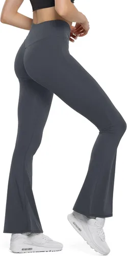 Vista 31 de HEGALY Pantalones de yoga acampanados para mujer, leggings cruzados, suaves, de cintura alta, pantalones casuales de entrenamiento con corte de bota