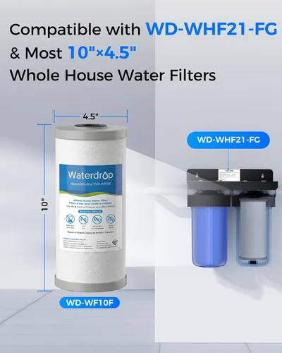 Vista 2 de Waterdrop WF10F Whole House Water Filter, Iron Filter, Compatible with WHF21-FG, Reduces Iron & Manganese Filter Cartridge, 6 Months, 2 Pack