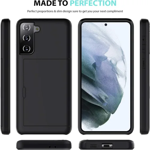 Vista 7 de ZUSLAB Funda tipo cartera compatible con Samsung Galaxy S21 5G, funda para teléfono con tarjetero a prueba de golpes, antiarañazos, con protector