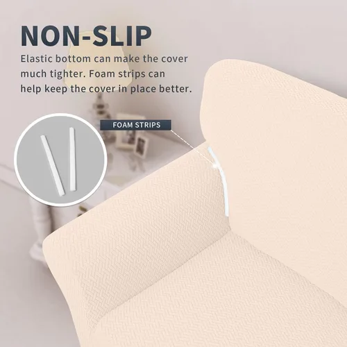 Vista 4 de Easy-Going Funda de sofá de jacquard elástico y suave de 1 pieza, con espumas antideslizantes, protector de muebles lavable para niños, mascotas