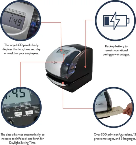 Vista 2 de Acroprint Registrador electrónico de nómina ES900/sello de tiempo/máquina de numeración