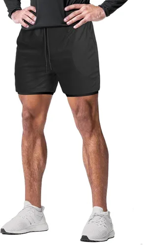 Vista 6 de Aolesy Pantalones cortos de gimnasio para hombre con forro de 5, 7, 9 pulgadas, ligeros, pantalones cortos de malla para entrenamiento, atléticos