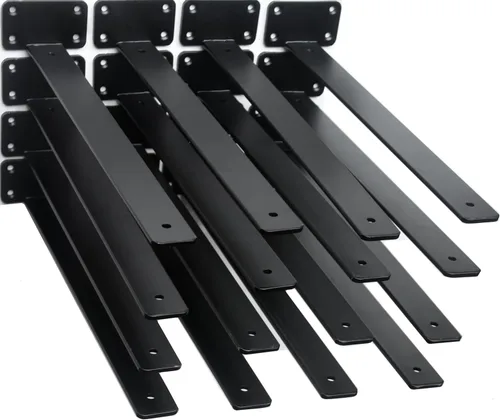 Vista 69 de Paquete de 2 - Soportes de estante en L ocultos negros de 4 pulgadas (1/5 pulgada de grosor) Soportes de estante flotante de hierro Soportes
