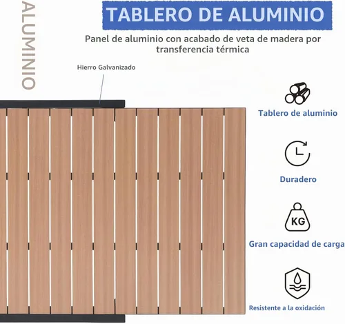 Vista 4 de Soleil Jardin Mesa de Comedor Extensible de Aluminio para Patio, 63" - 105", Mesa Rectangular Ajustable para Interiores y Exteriores con Superficie