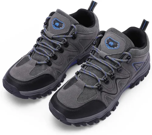 Vista 3 de Harssidanzar Zapatos de senderismo para hombre, ligeros, transpirables, para exteriores, zapatos de senderismo antideslizantes SM252