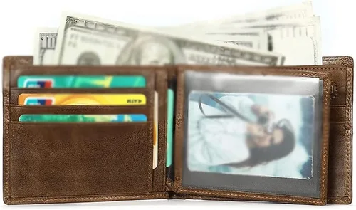 Vista 4 de CZDYUF Billetera para hombre con cremallera empalme bolsa de dinero con monedero cartera para hombres tarjeta foto titular