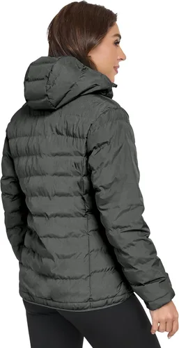 Vista 2 de Little Donkey Andy Women's Lightweight Puffer Jacket Hooded Windproof Winter Coat Jaspeado negro mejorado