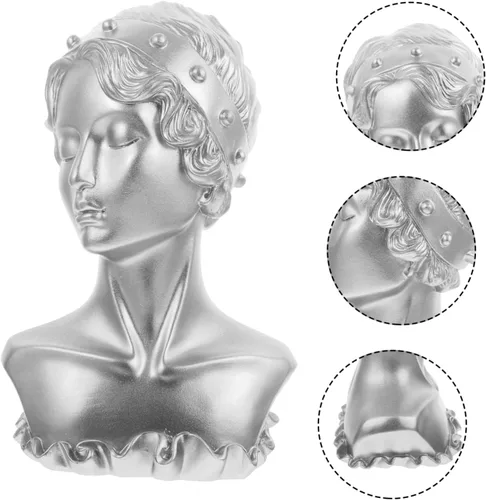 Vista 5 de STOBAZA Adornos de retrato de joyería, decoración del hogar, joyería para mujer, aretes, figuras tribales, aretes, exhibición, collar, cadena, busto