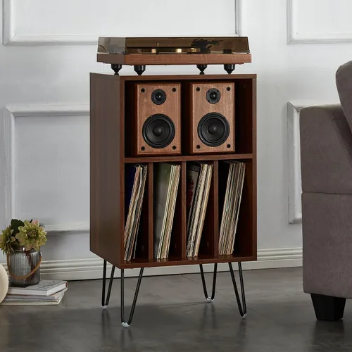 Vista 2 de Arkrocket Cassini - Tocadiscos con estante de audio, tocadiscos Bluetooth de alta fidelidad con 2 altavoces para estantería, tocadiscos de vinilo