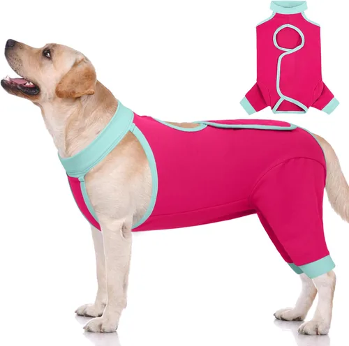 Vista 16 de ROZKITCH Manga de pierna para cirugía para perros, piernas traseras, macho y hembra para evitar lamer heridas, codo, rodillera, traje de Azul