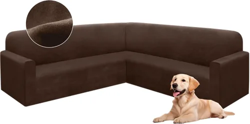Vista 20 de HDCAXKJ Fundas de sofá seccional de esquina de terciopelo elástico en forma de L, juego de fundas deslizantes suaves y gruesas en forma de U